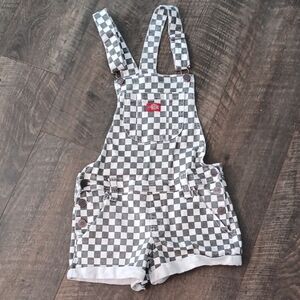 Dickies Black and White Checkered Juniors Overall Shorts